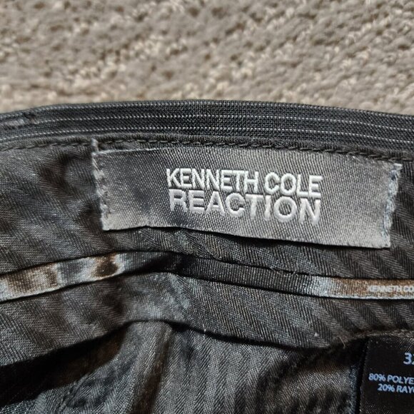 Kenneth Cole Reaction Black Pinstripe Dress Pants Mens 32x32 Preppy Business - Picture 13 of 15